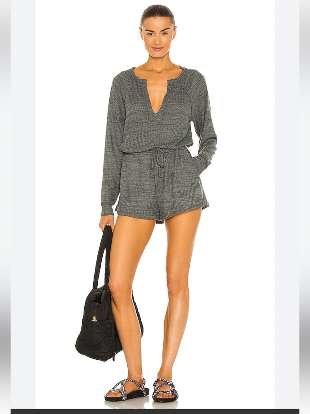 Lovers + Friends Malia Romper in Grey.